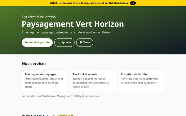 DÉMO — Paysagement Vert Horizon